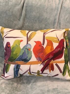 Indoor/Outdoor Pillow. 24 x 18  Made in USA - Colorful Birds